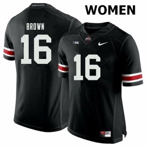NCAA Ohio State Buckeyes Women's #16 Cameron Brown Black Nike Football College Jersey EWR8745RT